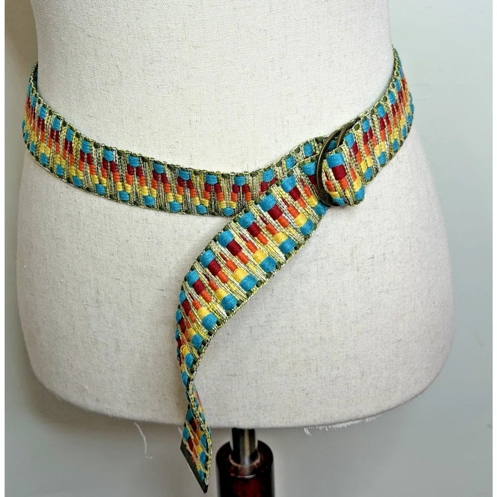 Boho Woven Women's Belt Multicolor Southwest Aztec Bohemian OS Adjustable 40
